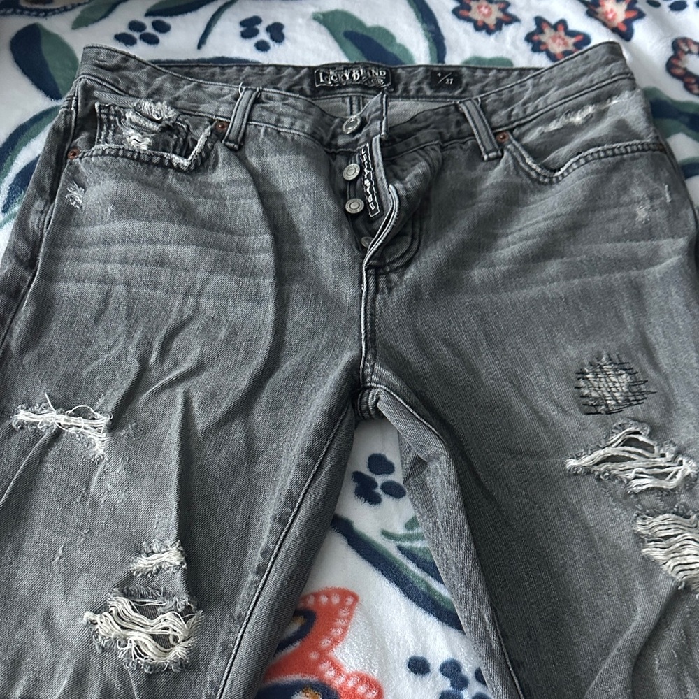Lucky Brand Gray Distressed Boyfriend Jeans